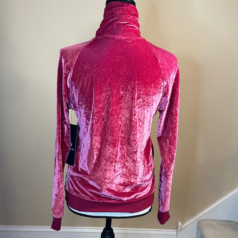 FORAY GOLF Velvet Funnel Neck in Rosewood - LPGA logo - Picture 7 of 13